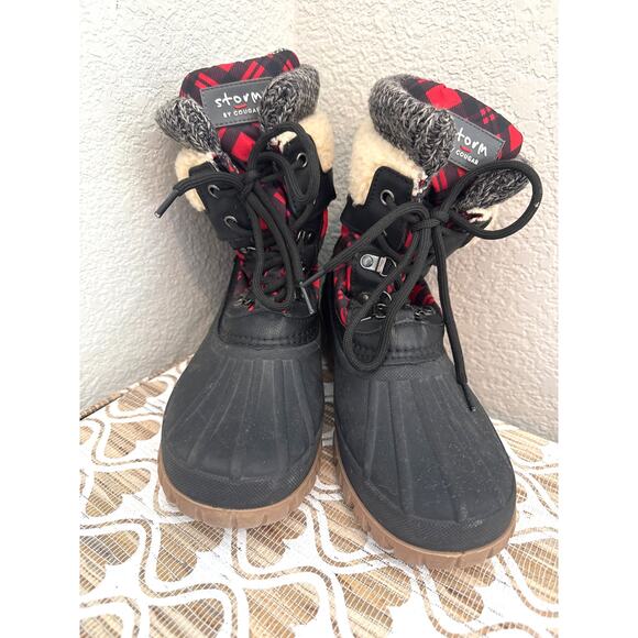 Storm by Cougar Black and Red Plaid WaterProof Snow/Rain Boots Size 9M - Picture 1 of 7